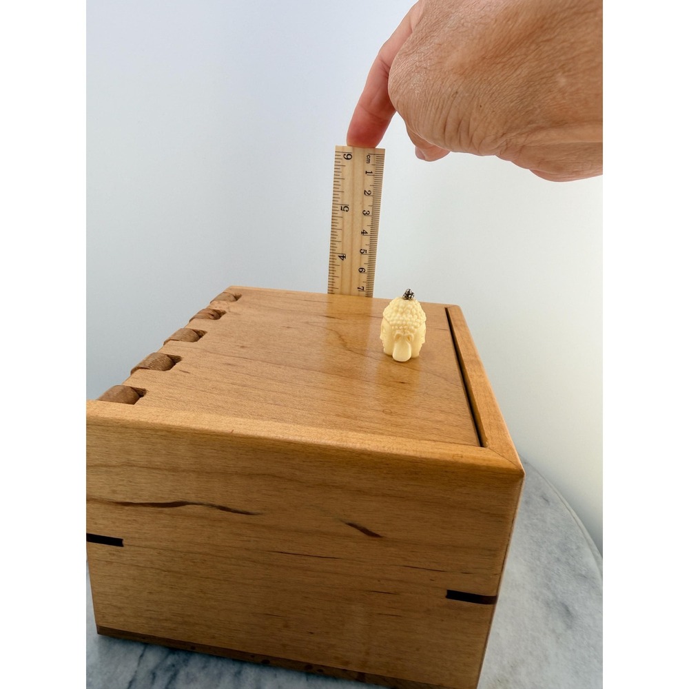 Vintage Handcrafted Wooden Keepsake Box Buddha Finial, Artisan, Zen Meditation - Picture 9 of 17